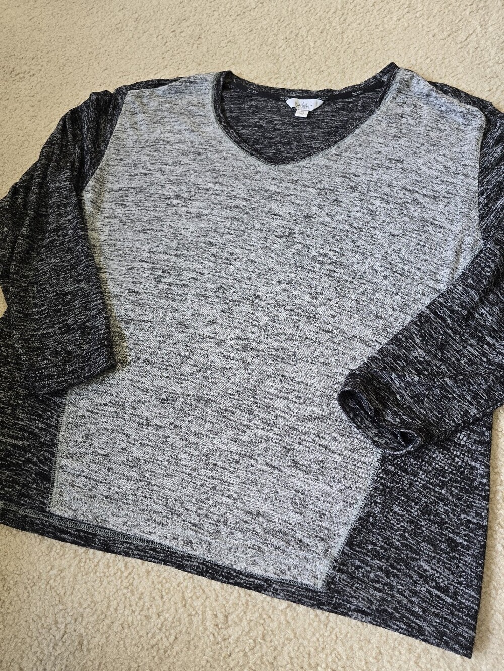 Nicole Miller New York Top Womens Size XL Heathered Grey Black